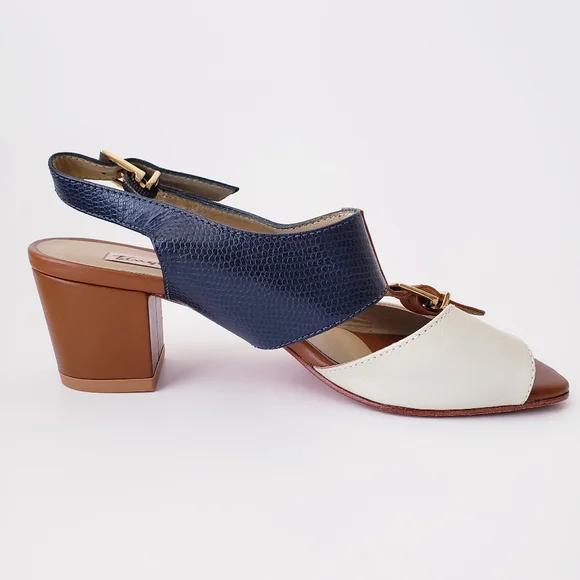 Vintage Tanguiis Leather Colorblock Heeled Sandals - Picture 6 of 14